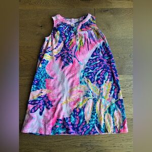 Lilly Pulitzer Youth Medium Pink and Blue Patterned Sleeveless Essie Dress